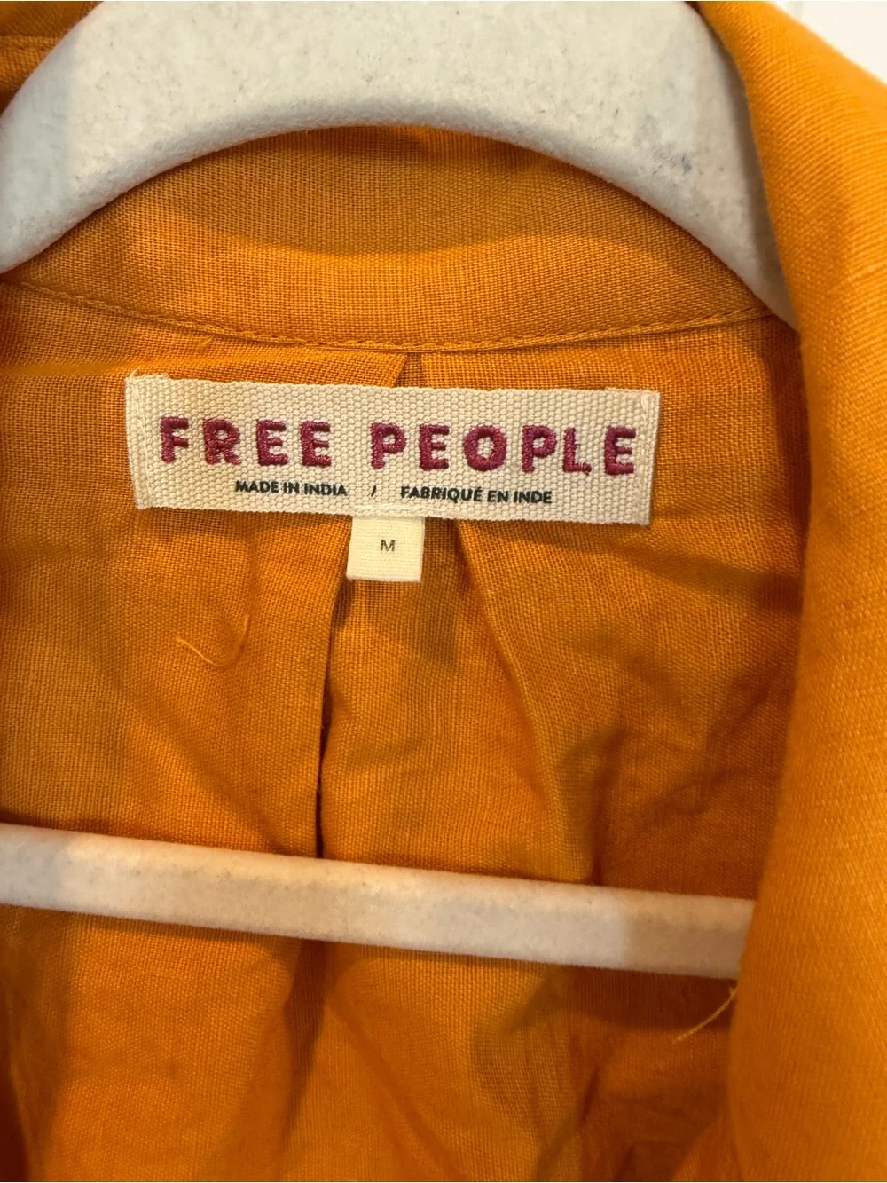 Free People Ochre Cutwork Long Trench Coat